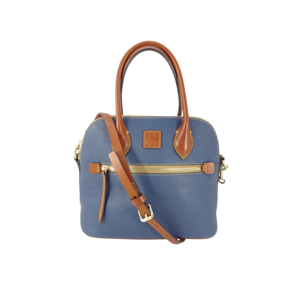 Dooney & Bourke Pebble Grain Satchel Blue Excellent Dome Crossbody